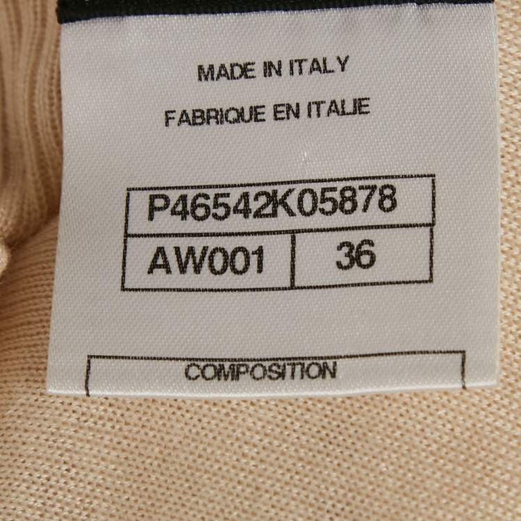 Pre Owned توب شانييل تريكو كشمير كريمي رقبة V مقاس صغير - سمول