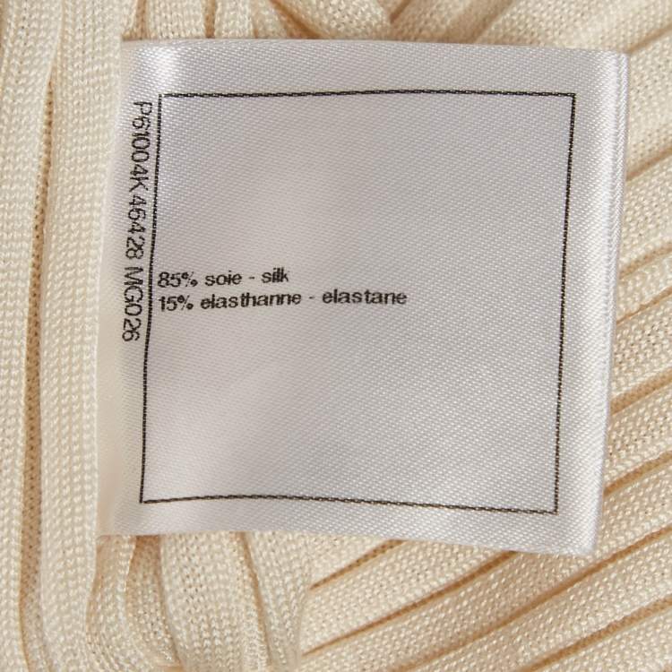 Pre Owned Chanel Ivory 31 Intarsia Rib Knit Top M