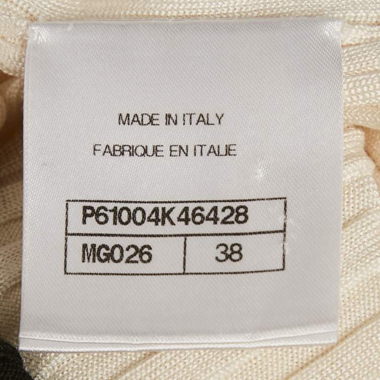 Pre Owned Chanel Ivory 31 Intarsia Rib Knit Top M