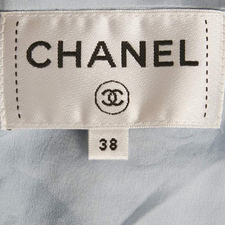 Pre Owned Chanel Blue Tweed Sleeveless Mini Dress M