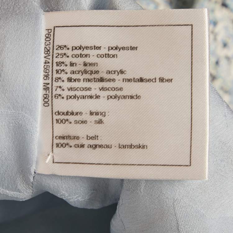 Pre Owned Chanel Blue Tweed Sleeveless Mini Dress M