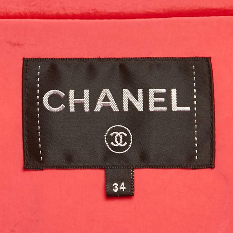 Pre Owned Chanel Pink Nylon Puffer Coat S