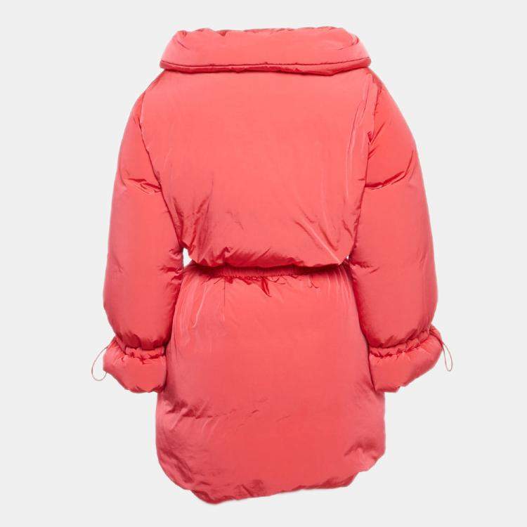 Pre Owned Chanel Pink Nylon Puffer Coat S