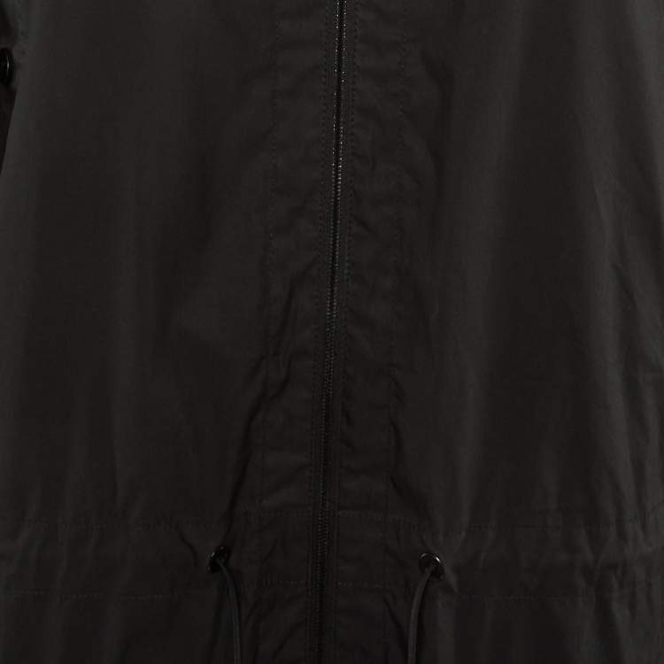 Pre Owned Chanel Black Cotton & Nylon Sleeve Tie Detail Windbreaker Jacket S