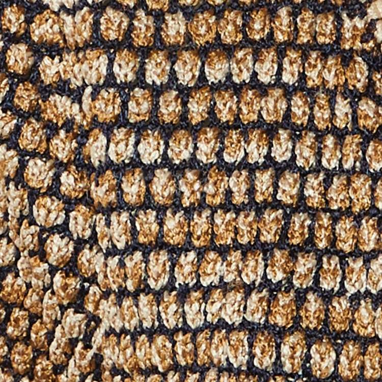 Pre Owned Chanel Navy Blue /Beige Tweed Chain Detail Open front Cardigan L