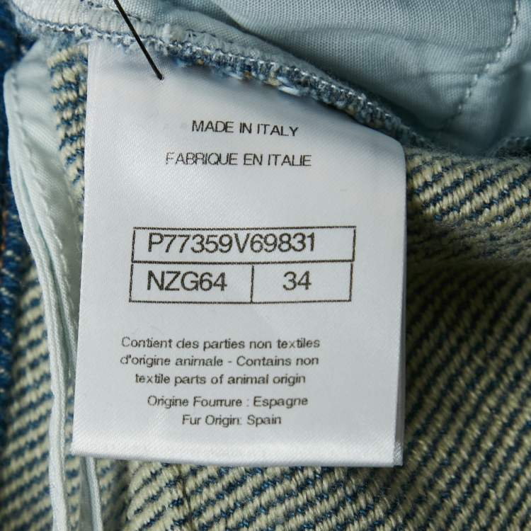 Pre Owned Chanel Blue Denim Logo Detail Slim Fit Jeans S Waist 28"