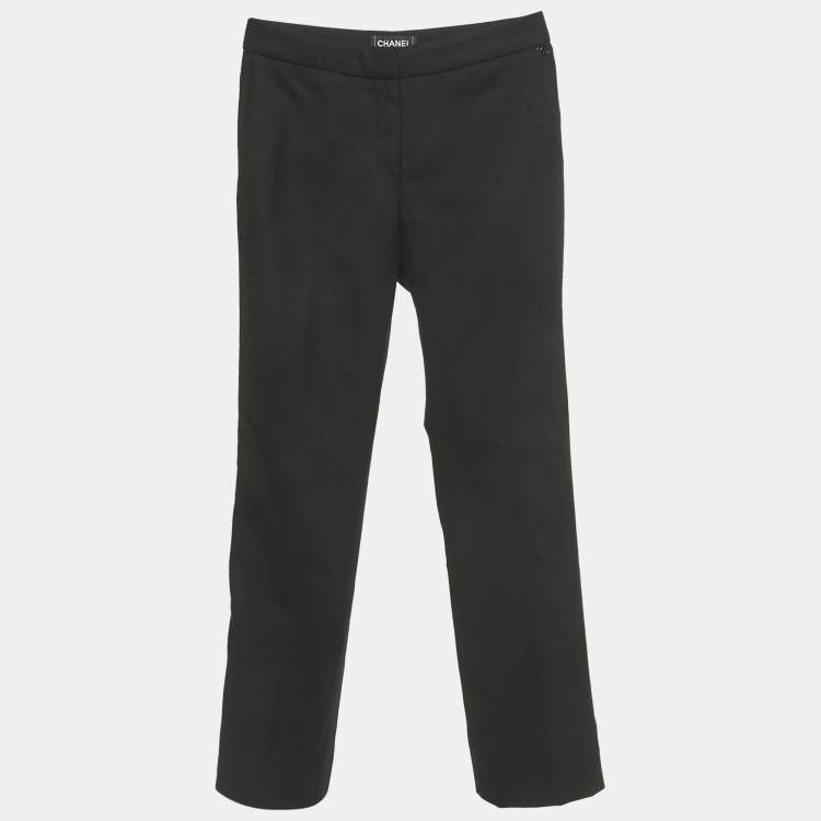 Pre Owned Chanel Black Wool Formal Trousers S