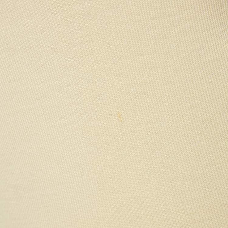 Pre Owned Chanel Cream Logo Embroidered Wool Sweater Top S