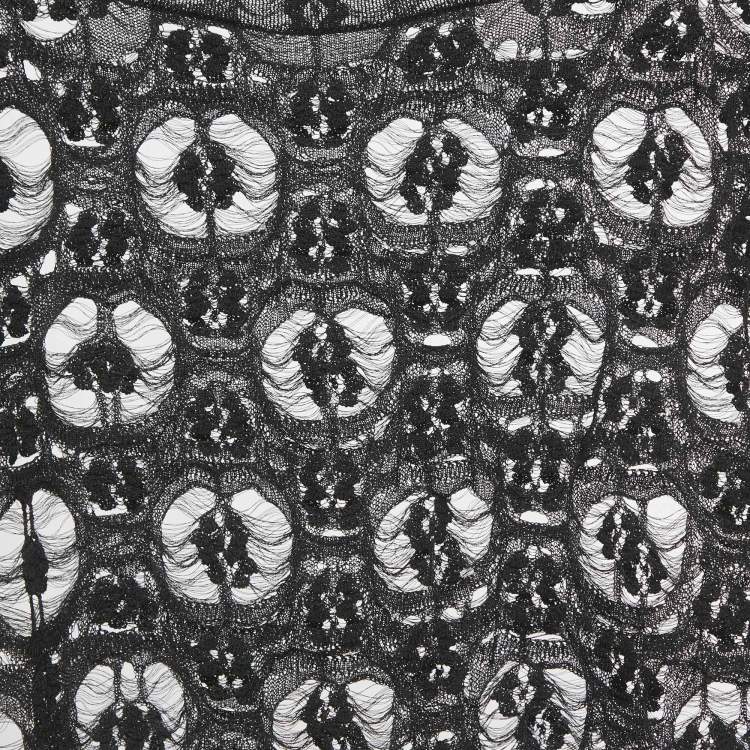 Pre Owned Chanel Black Open Knit Sheer Top L