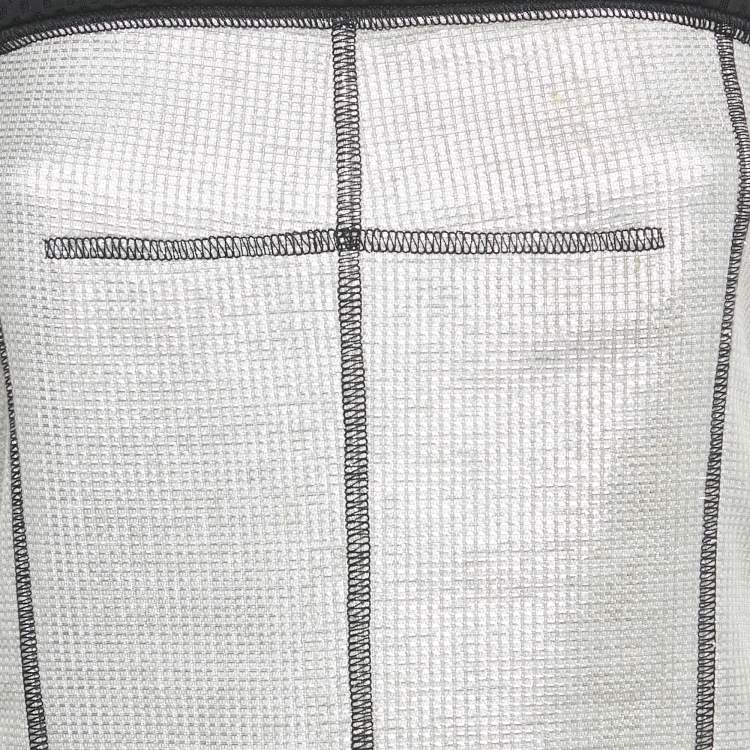 Pre Owned Chanel Silver Lurex Knit Strappy Mini Dress S