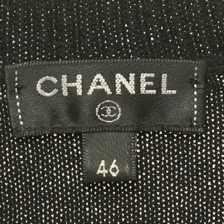 Pre Owned Chanel Black Cashmere Lion Charm Embellished Cardigan XL 