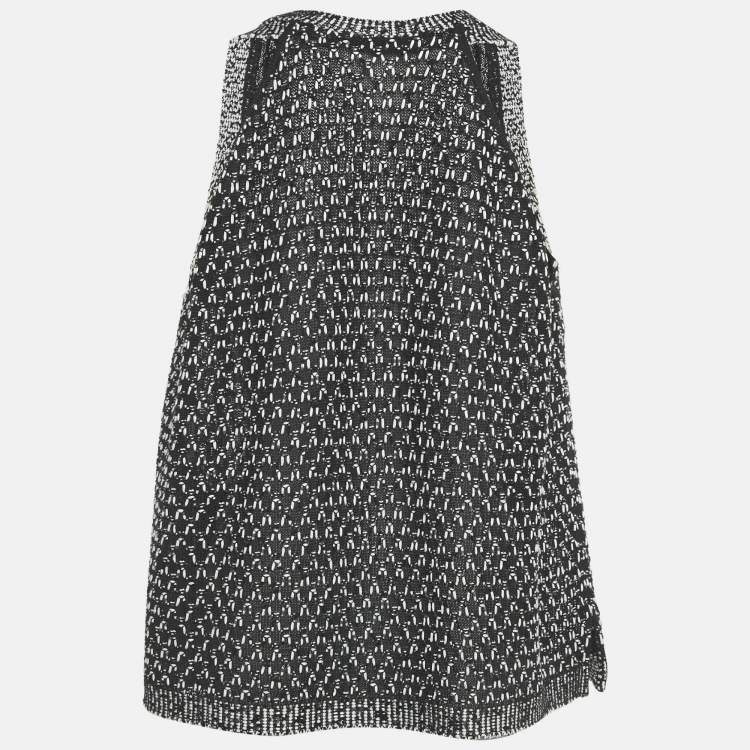 Pre Owned Chanel Black /White Knit Top XL