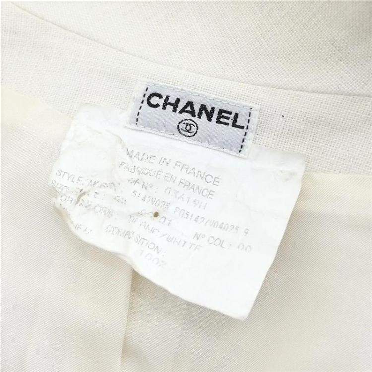 Pre Owned Chanel Single Breasted Jacket White Size S