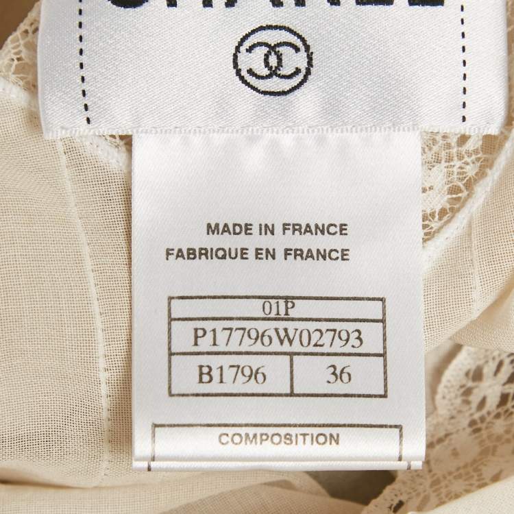 Pre Owned Chanel White Cotton Short Sleeve Blouse S
