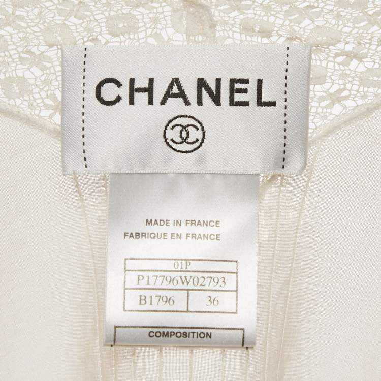 Pre Owned Chanel White Cotton Short Sleeve Blouse S