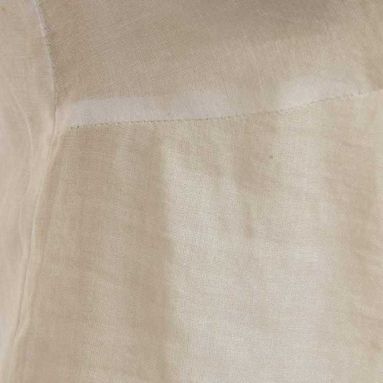 Pre Owned Chanel White Cotton Short Sleeve Blouse S