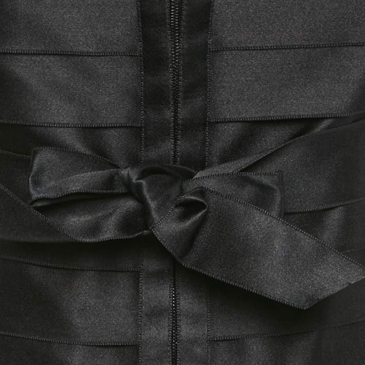 Pre Owned Chanel Black Tweed Belted Jacket S