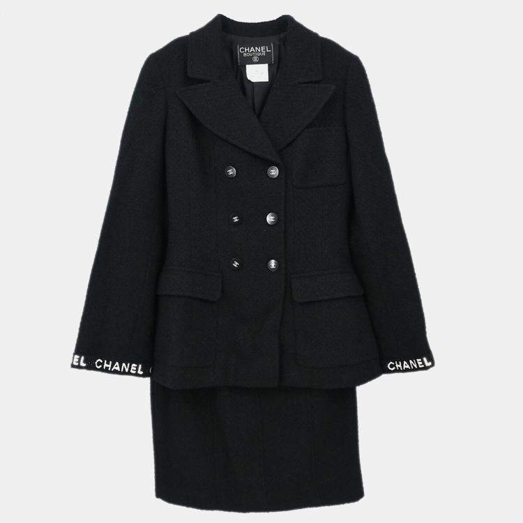 Pre Owned Chanel Setup Suit Jacket Skirt Black 