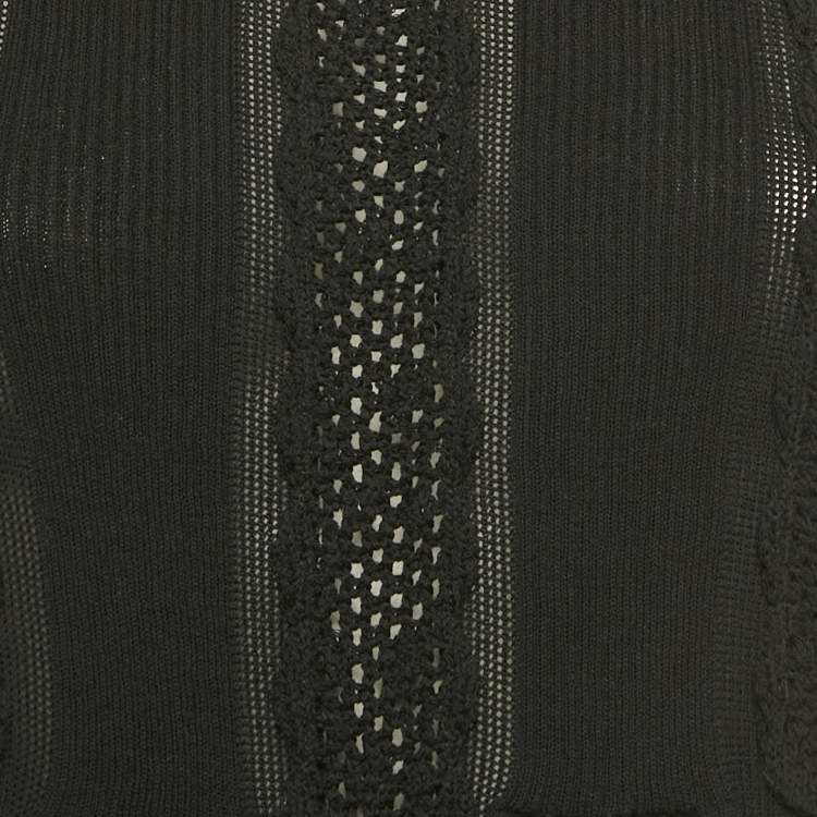 Pre Owned Chanel Black Cotton Knit Short Sleeve Top L