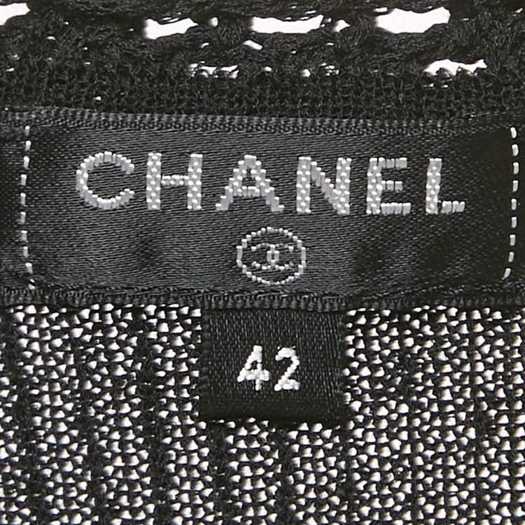 Pre Owned Chanel Black Cotton Knit Short Sleeve Top L