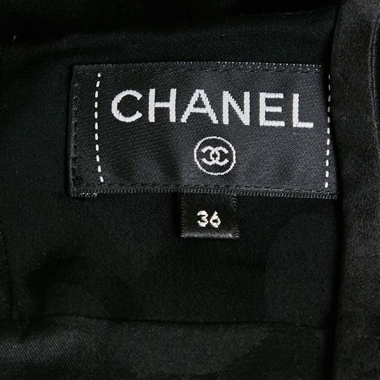 Pre Owned Chanel Black Floral Applique Silk Blend Playsuit S