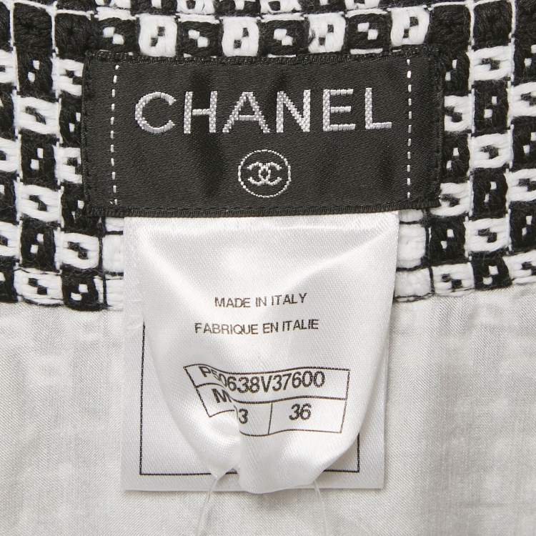 Pre Owned Chanel Black/White Tweed Jumpsuit S