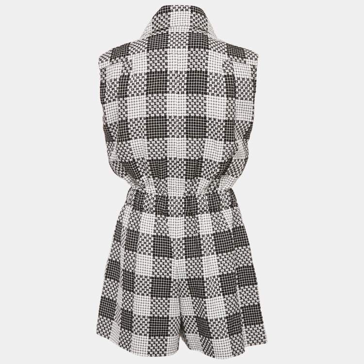 Pre Owned Chanel Black/White Tweed Jumpsuit S