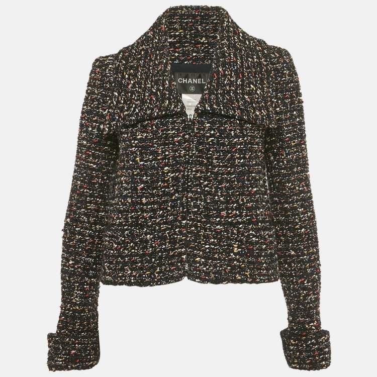 Pre Owned Chanel Multicolor Lurex Tweed Zip UP Jacket M