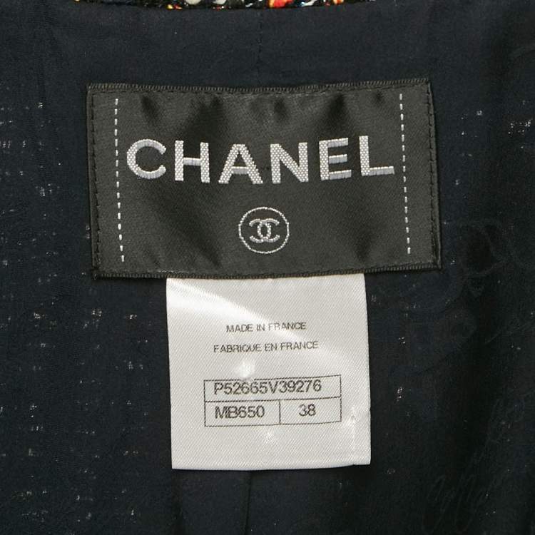 Pre Owned Chanel Multicolor Lurex Tweed Zip UP Jacket M