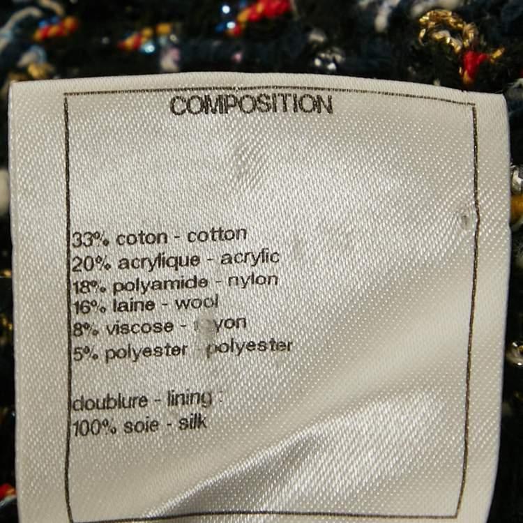 Pre Owned Chanel Multicolor Lurex Tweed Zip UP Jacket M
