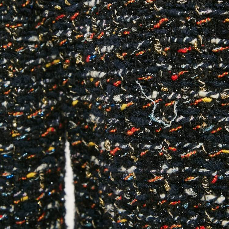 Pre Owned Chanel Multicolor Lurex Tweed Zip UP Jacket M