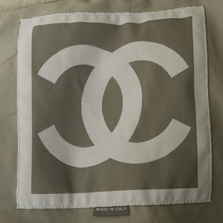 مملوكة مسبقًا Chanel Grey Cotton & Nylon Light Weight Hooded Zip Up Coat S