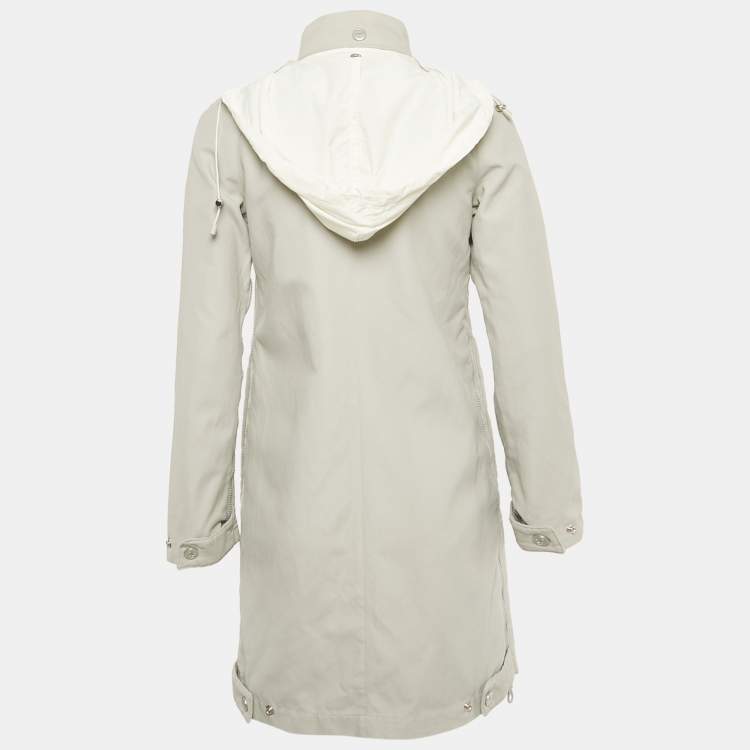 مملوكة مسبقًا Chanel Grey Cotton & Nylon Light Weight Hooded Zip Up Coat S