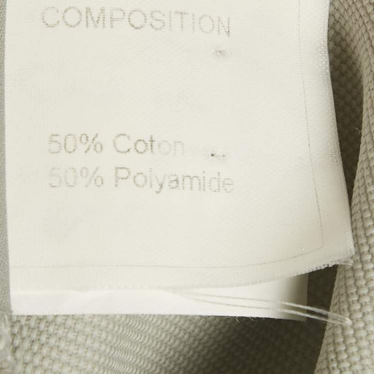 Pre Owned Chanel Grey /White Logo Applique Cotton & Nylon Trousers S