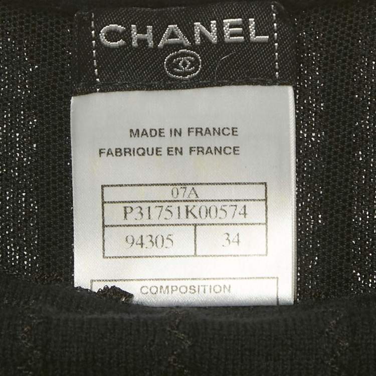 Pre Owned Chanel Black Wool Knit Ruffled Mini Dress S