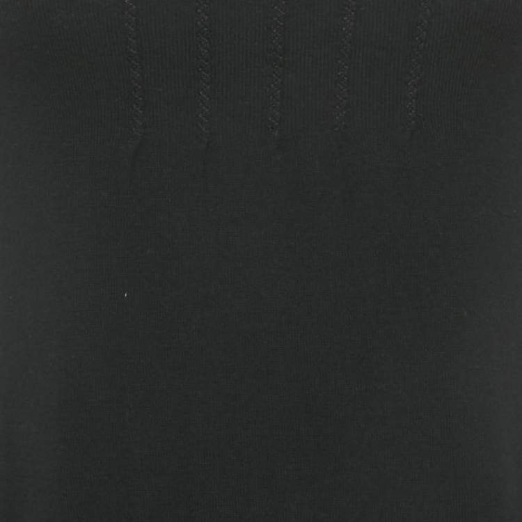 Pre Owned Chanel Black Wool Knit Ruffled Mini Dress S