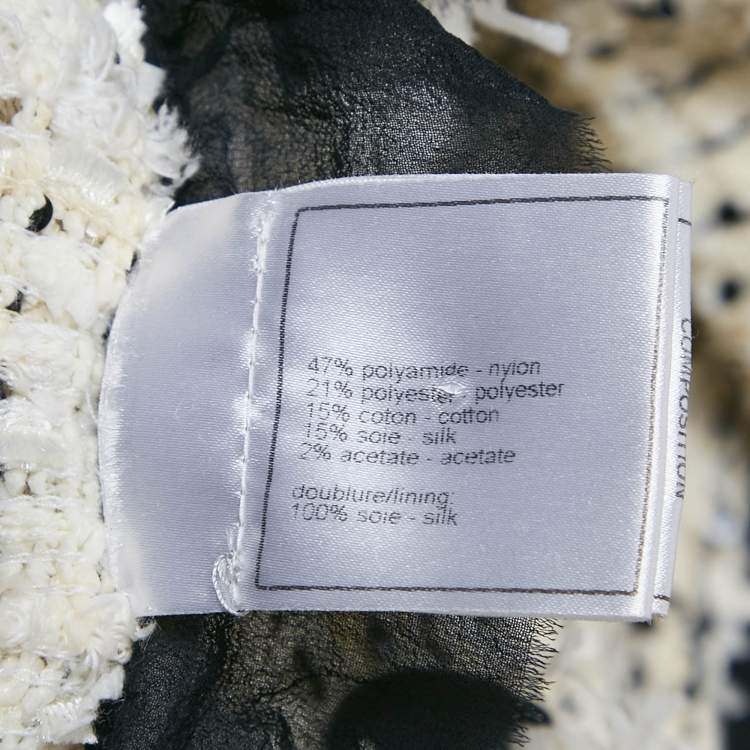 مملوكة مسبقًا Chanel White/Black Tweed Open Front Jacket S