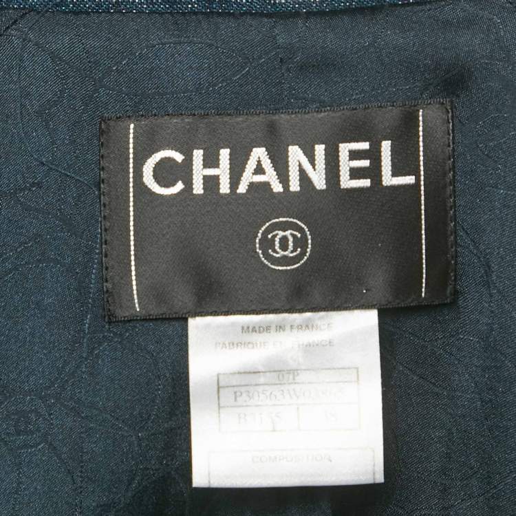 مملوكة مسبقًا Chanel Navy Blue Raw Edge Denim Jacket M