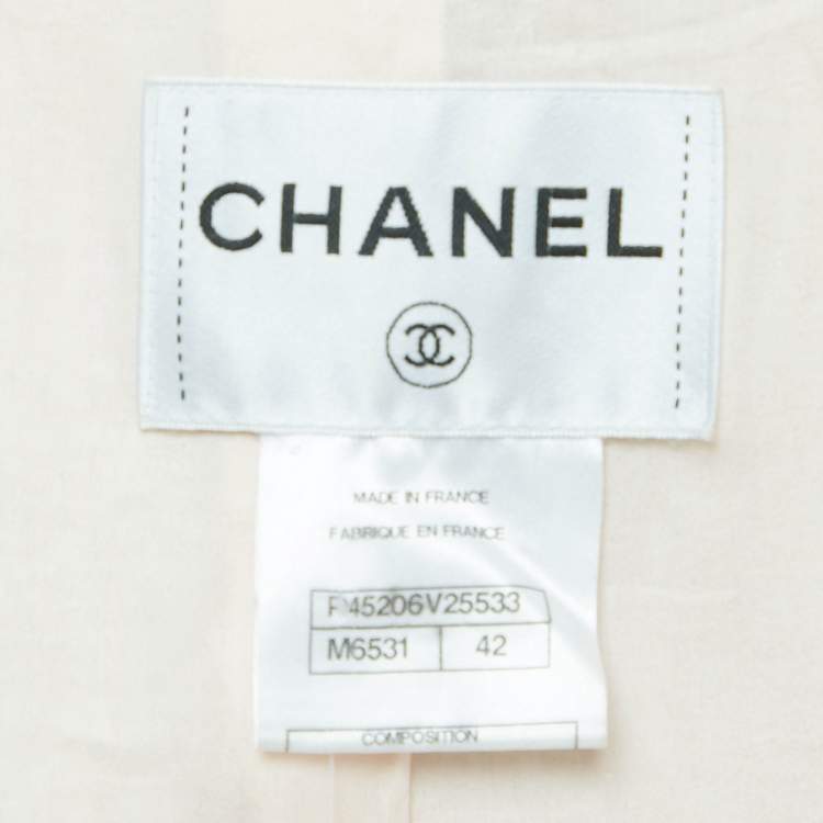 Pre Owned Chanel Cream Tweed Crop Jacket L