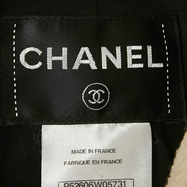 Pre Owned Chanel Black Tweed Ruffled Jacket S