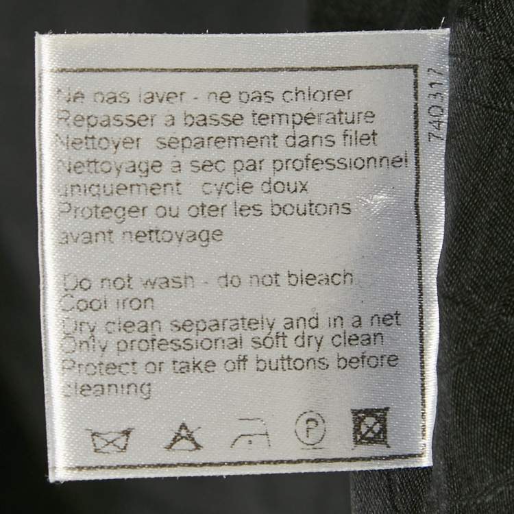 Pre Owned Chanel Black Satin Collar Tweed Jacket S