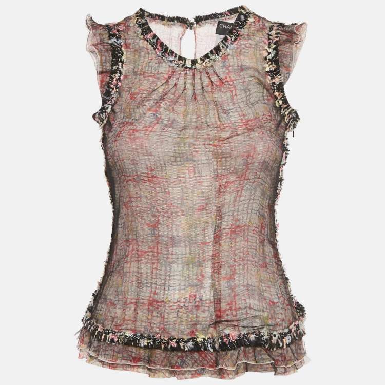 مملوكة مسبقًا Chanel Black Tweed and Tulle Tweed Jacket Set S