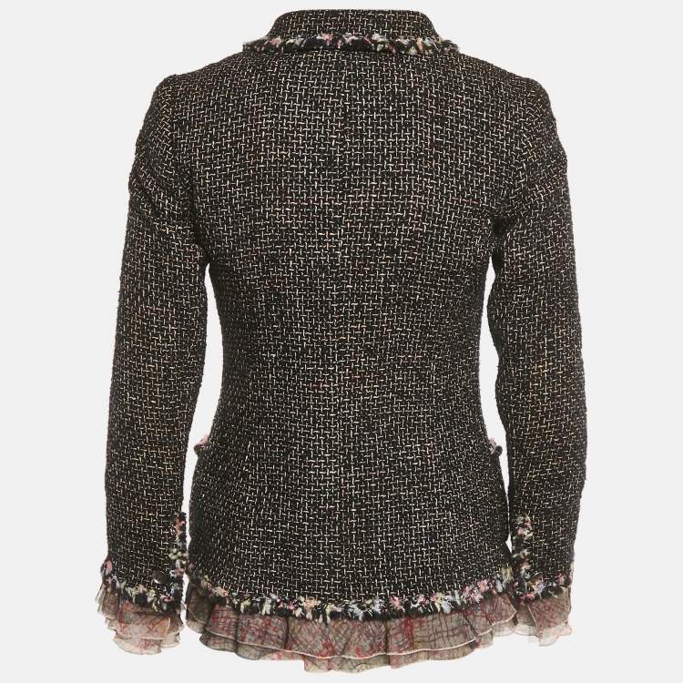 مملوكة مسبقًا Chanel Black Tweed and Tulle Tweed Jacket Set S