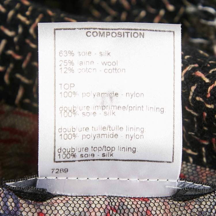 مملوكة مسبقًا Chanel Black Tweed and Tulle Tweed Jacket Set S