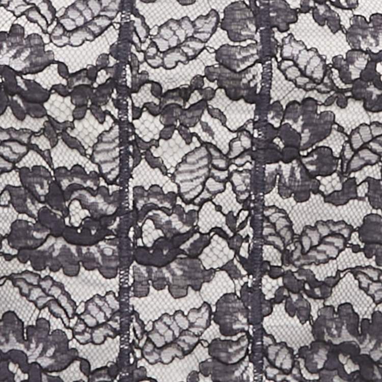 Pre Owned Chanel Navy Blue Lace Top S