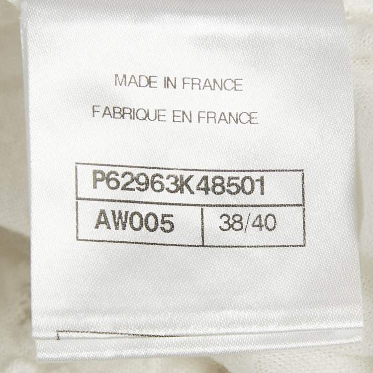 Pre Owned Chanel White Broderie Anglaise Jersey Crop Top M