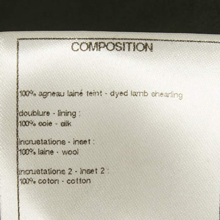 Pre Owned جاكيت شانيل فرو بالشعار المطرز أسود بسحاب مقاس صغير - سمول