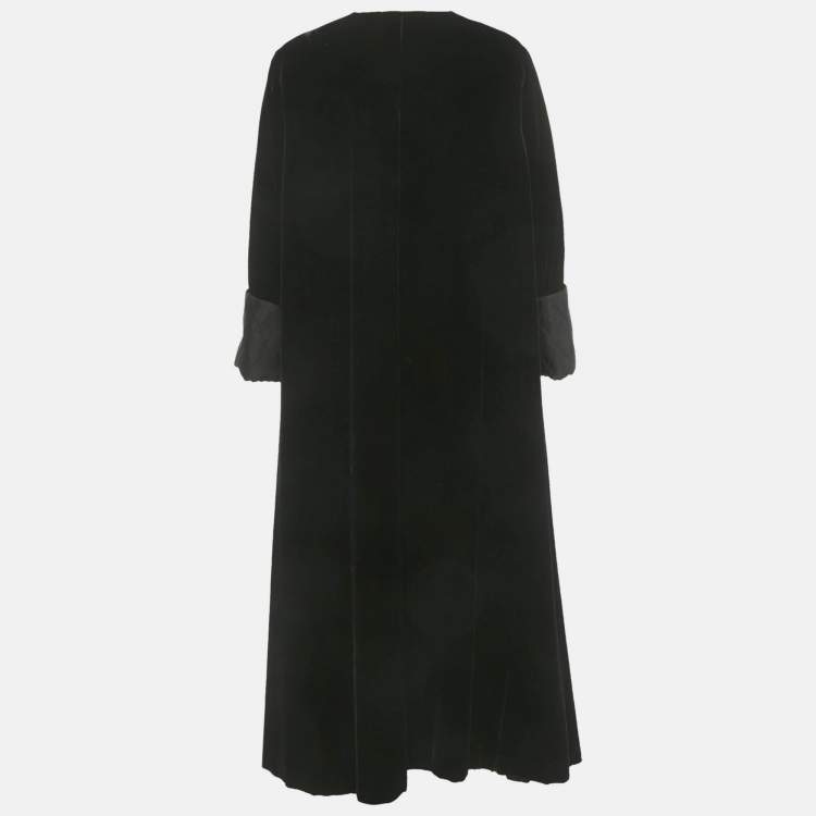 مملوكة مسبقًا Chanel Black Velvet Long Cape Coat M