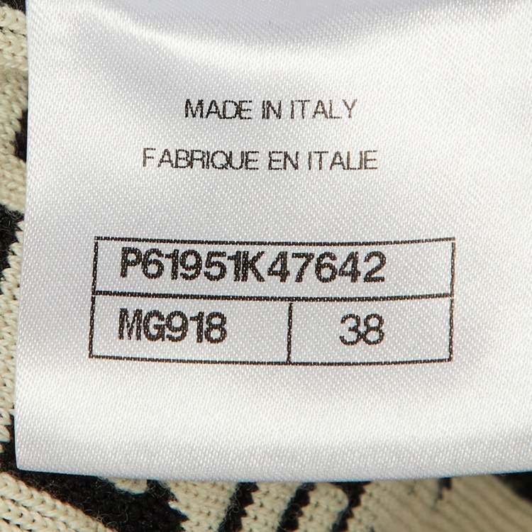 Pre Owned كنزة شانيل مونوكروم شعار جاكار مزيج صوف مقاس وسط (ميديوم)