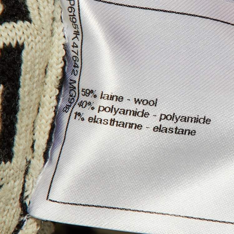 Pre Owned كنزة شانيل مونوكروم شعار جاكار مزيج صوف مقاس وسط (ميديوم)